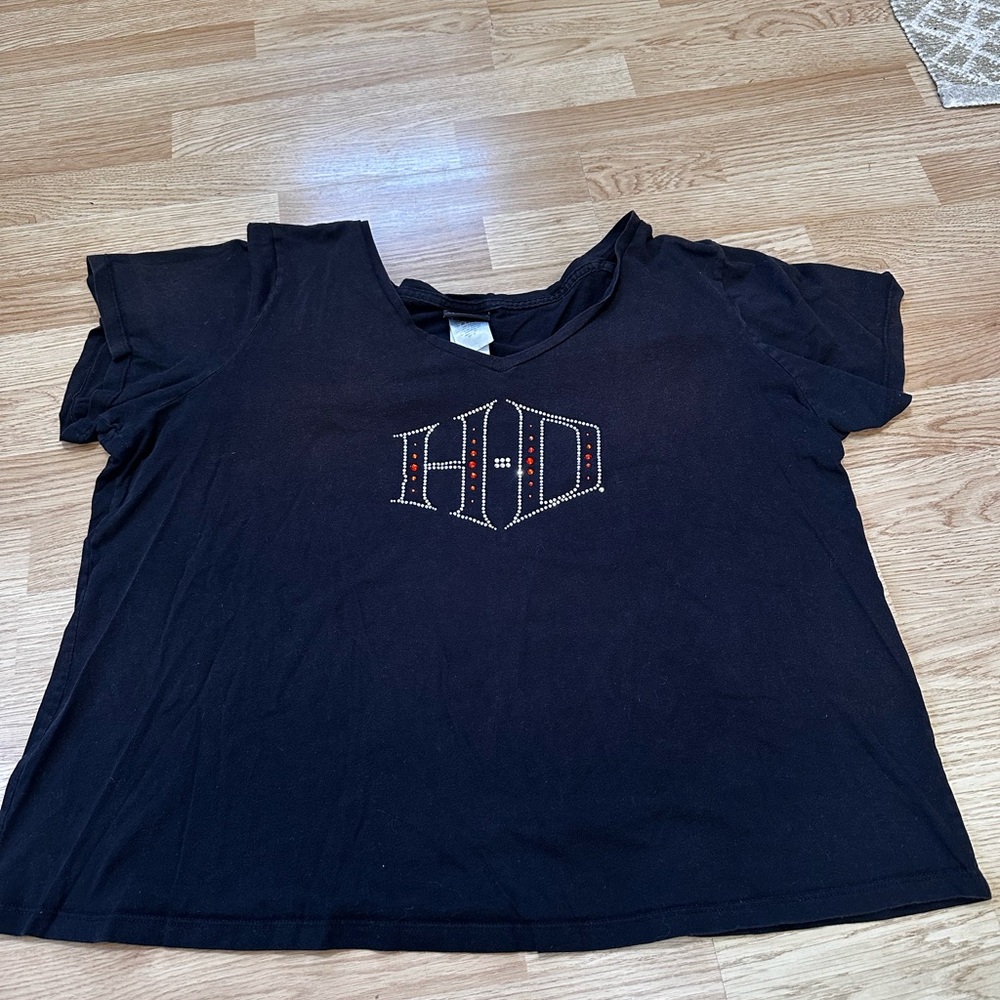Harley-Davidson Black Tee with Embellished HD Design